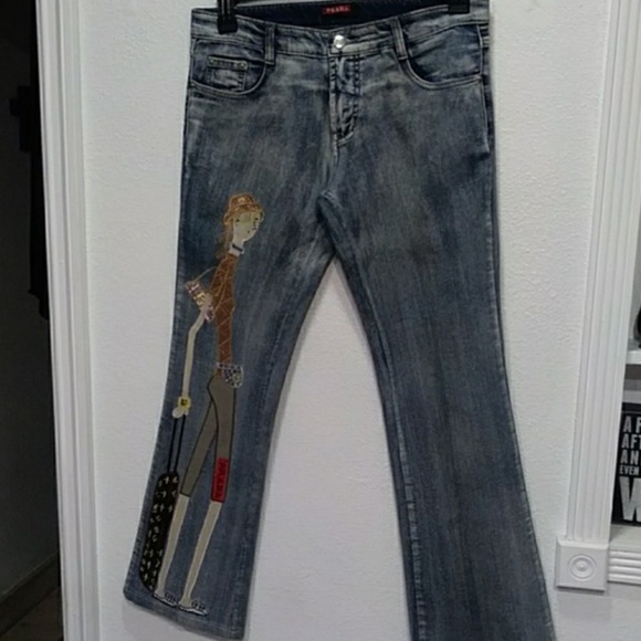 Stylish Blue Jeans with Artistic Design - Picture 2 of 2